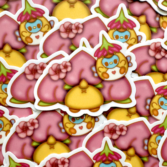 Peach and Duck Sticker