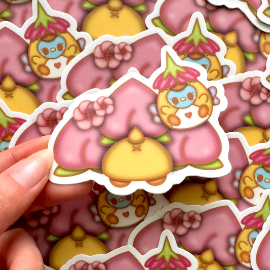 Peach and Duck Sticker